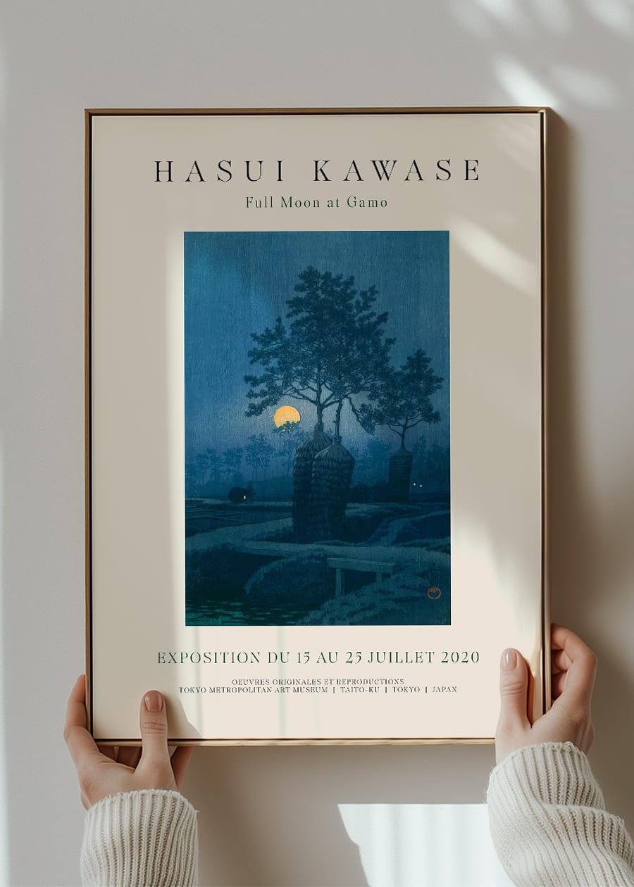 Hasui Kawase Full Moon At Gamo Exhibition Poster Print 1