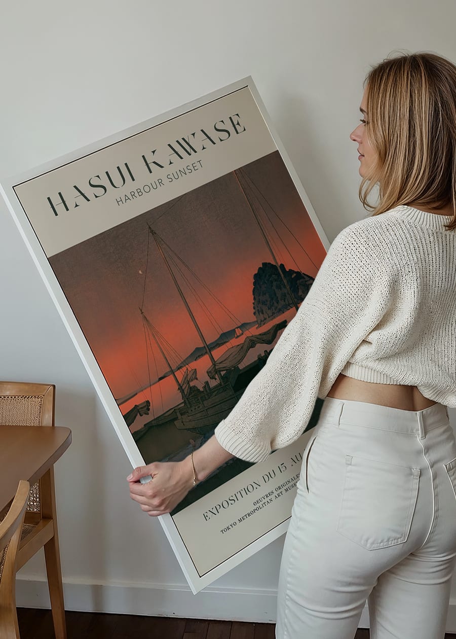 Hasui Kawase Harbour Sunset Exhibition Poster Print