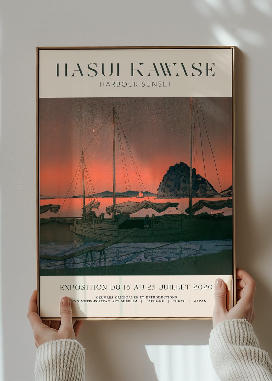 Hasui Kawase Harbour Sunset Exhibition Poster Print