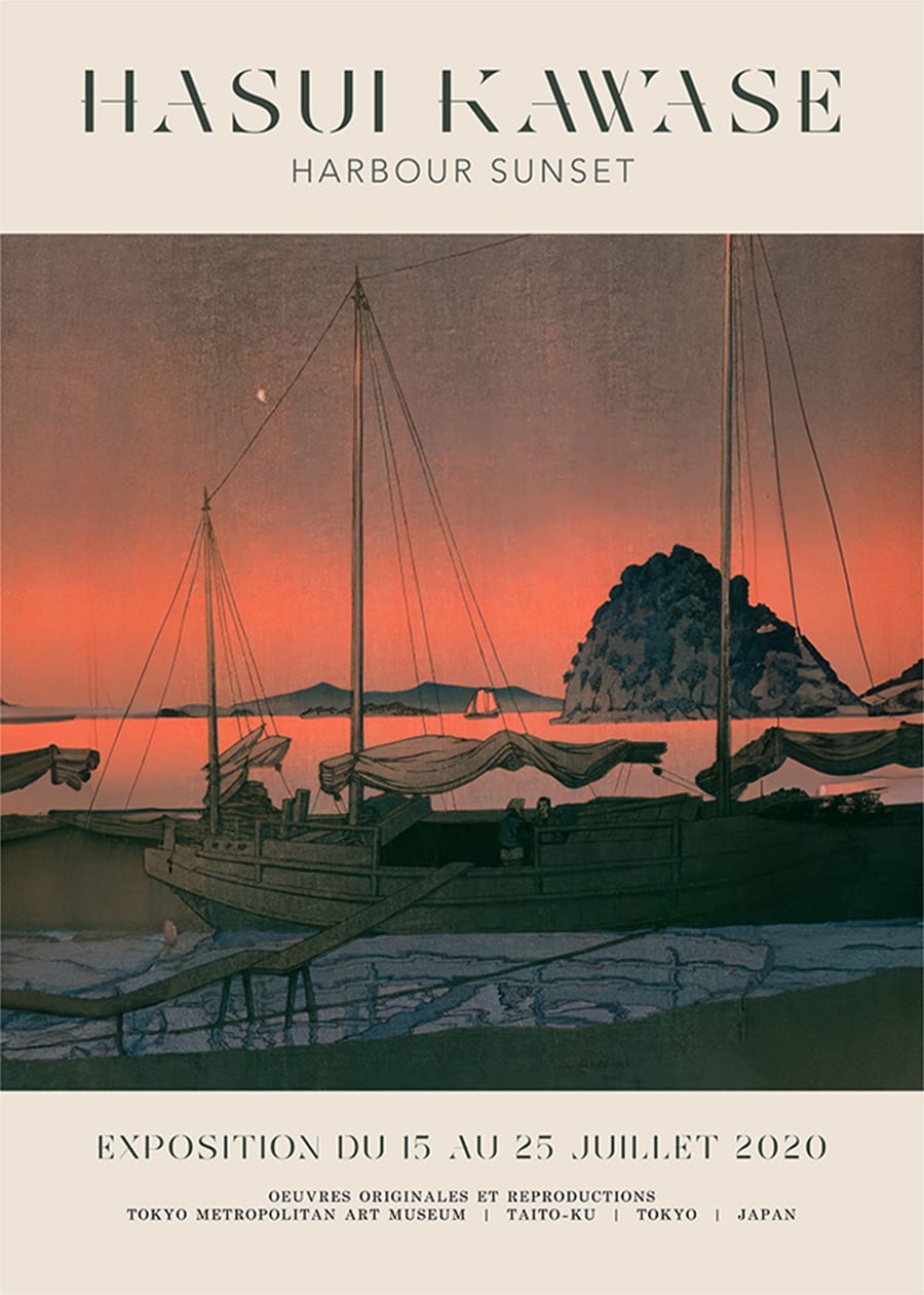 Hasui Kawase Harbour Sunset Exhibition Poster Print