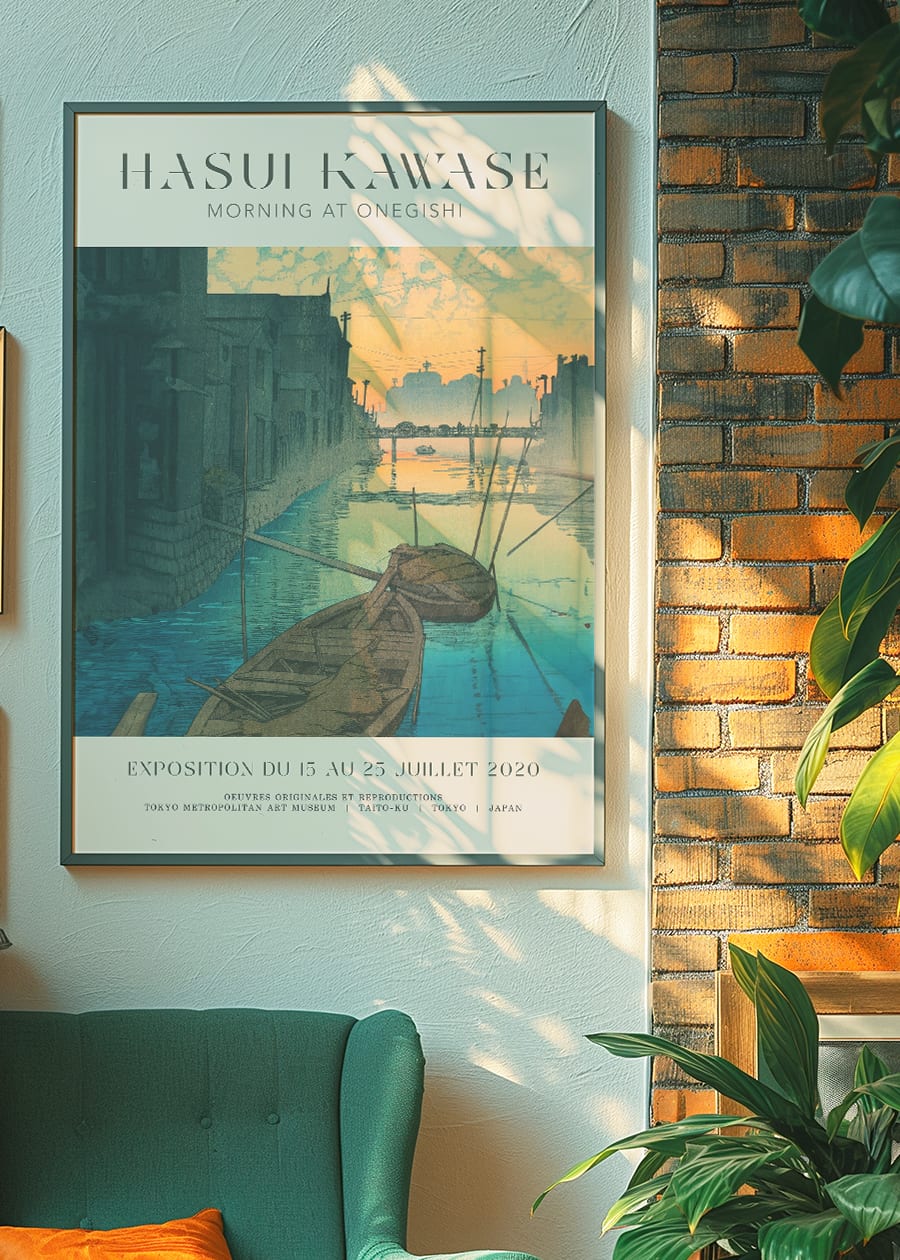 Hasui Kawase Morning at Onegishi Exhibition Poster Print