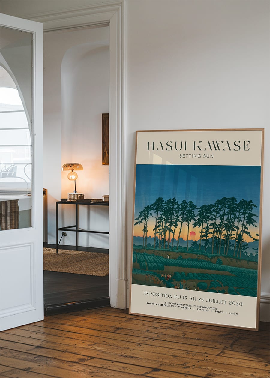 Hasui Kawase Setting Sun Exhibition Poster Print