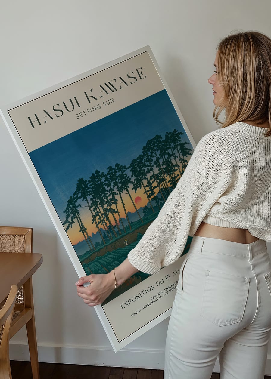 Hasui Kawase Setting Sun Exhibition Poster Print