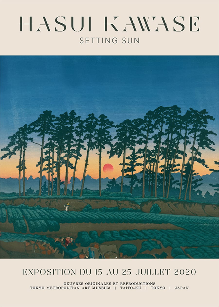 Hasui Kawase Setting Sun Exhibition Poster Print