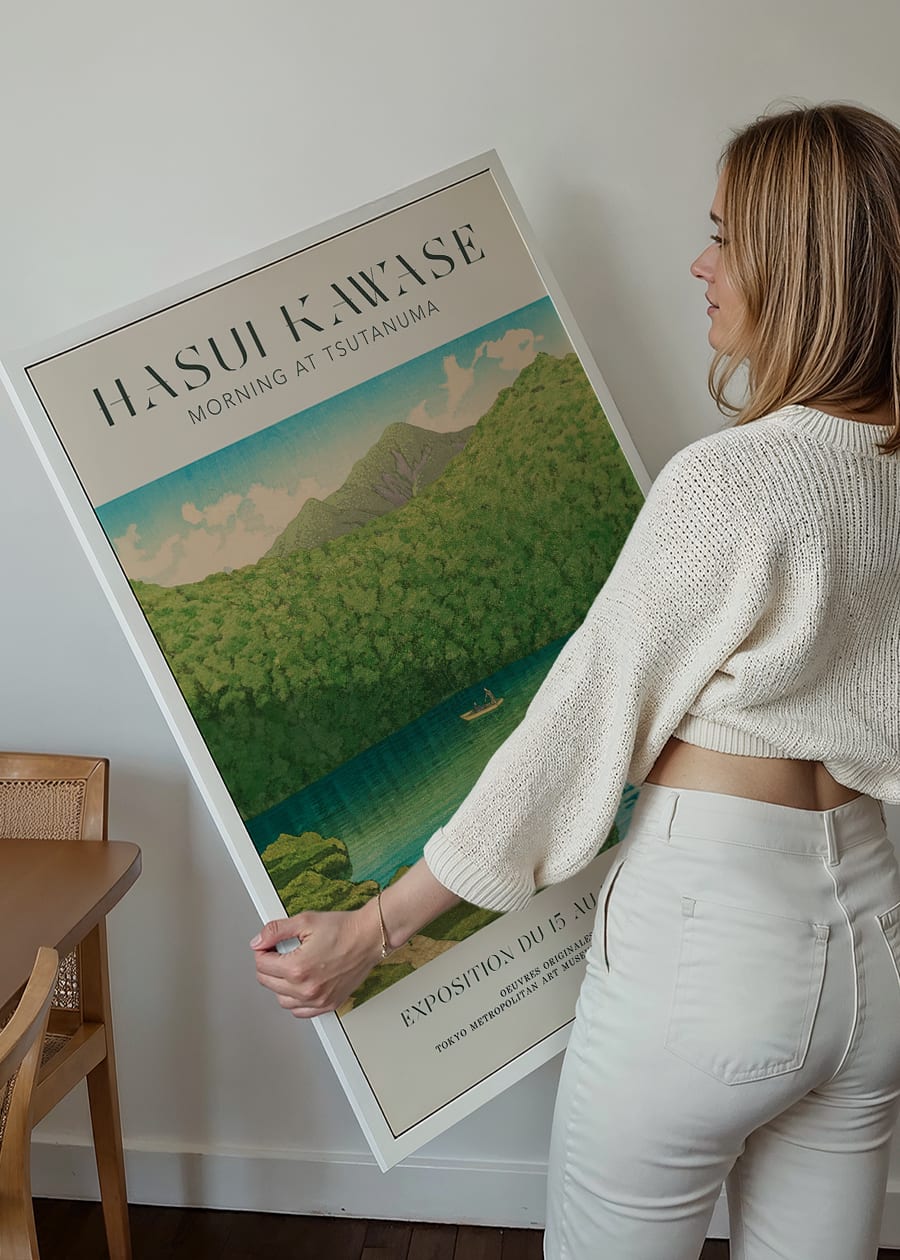 Hasui Kawase Morning at Tsutanuma Exhibition Poster Print