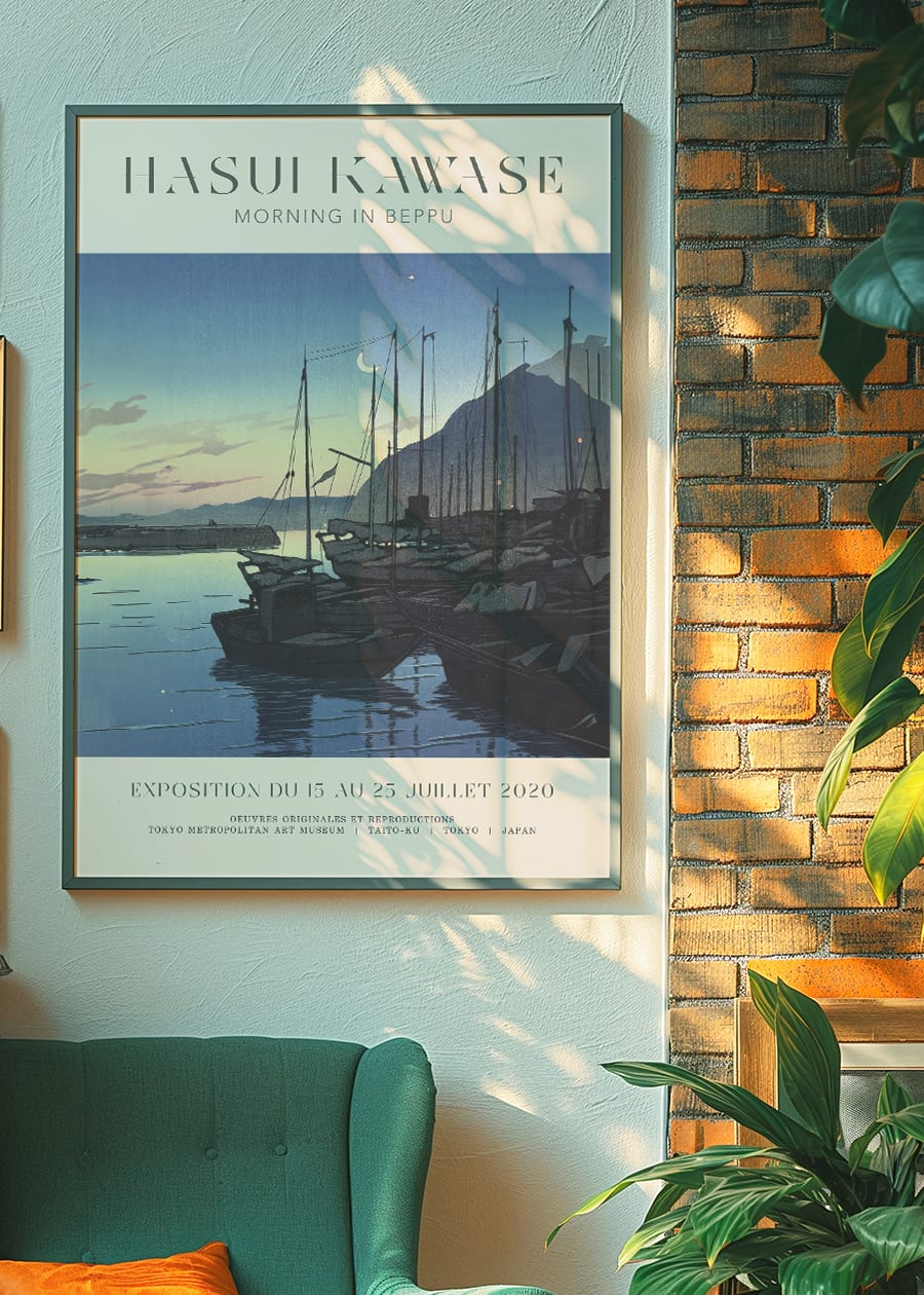 Hasui Kawase Morning in Beppu Exhibition Poster Print