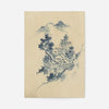 Buildings nestled among trees in a mountain valley by Katsushika Hokusai