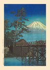 Mt. Fuji in Moonlight and Kawaibashi Bridge Print by Hasui Kawase