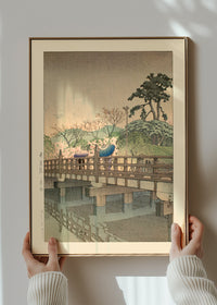 Spring Rain at Benkei Bridge Print by Hasui Kawase
