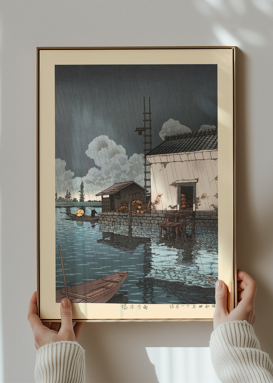 Rain at Ushibori Print by Hasui Kawase