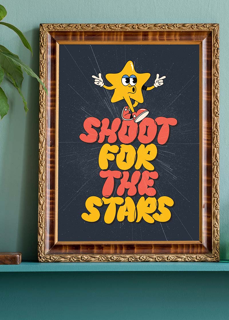 Shoot For The Stars Kids Quote Print