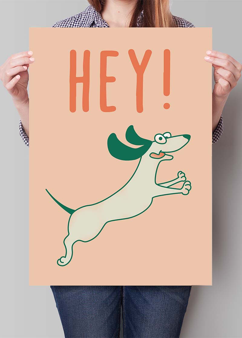 Hey Dog Funny Kids Print