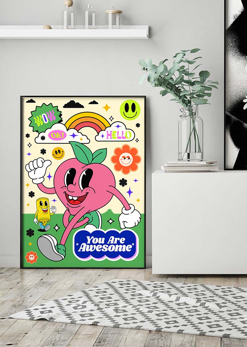 You Are Awesome Neon Type Print