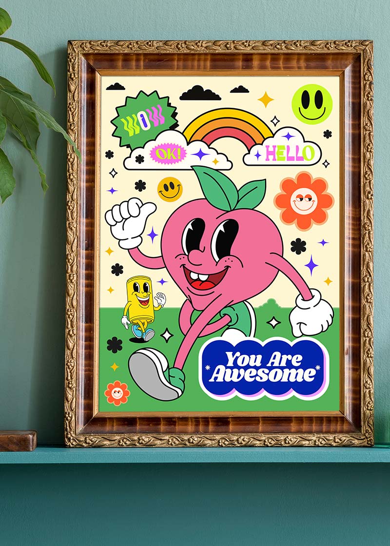 You Are Awesome Neon Type Print