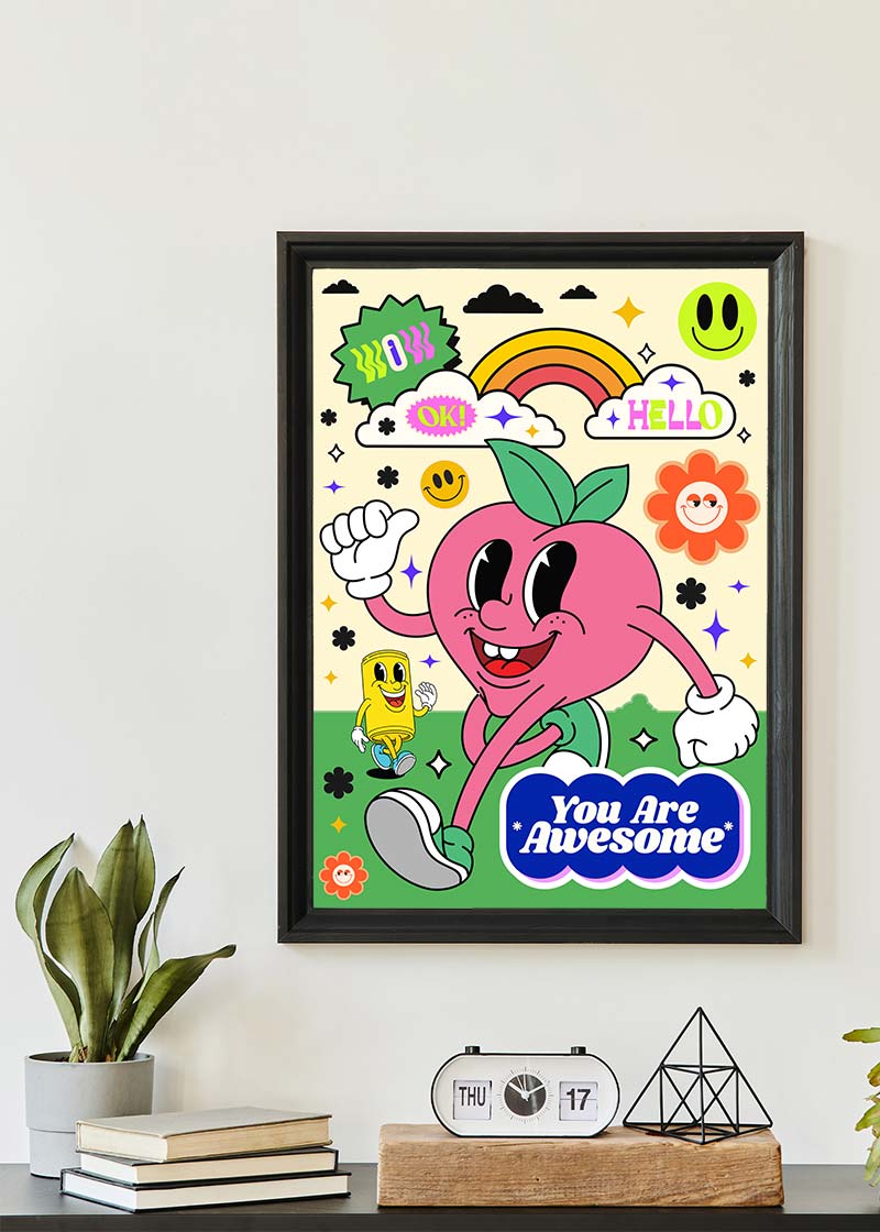 You Are Awesome Neon Type Print