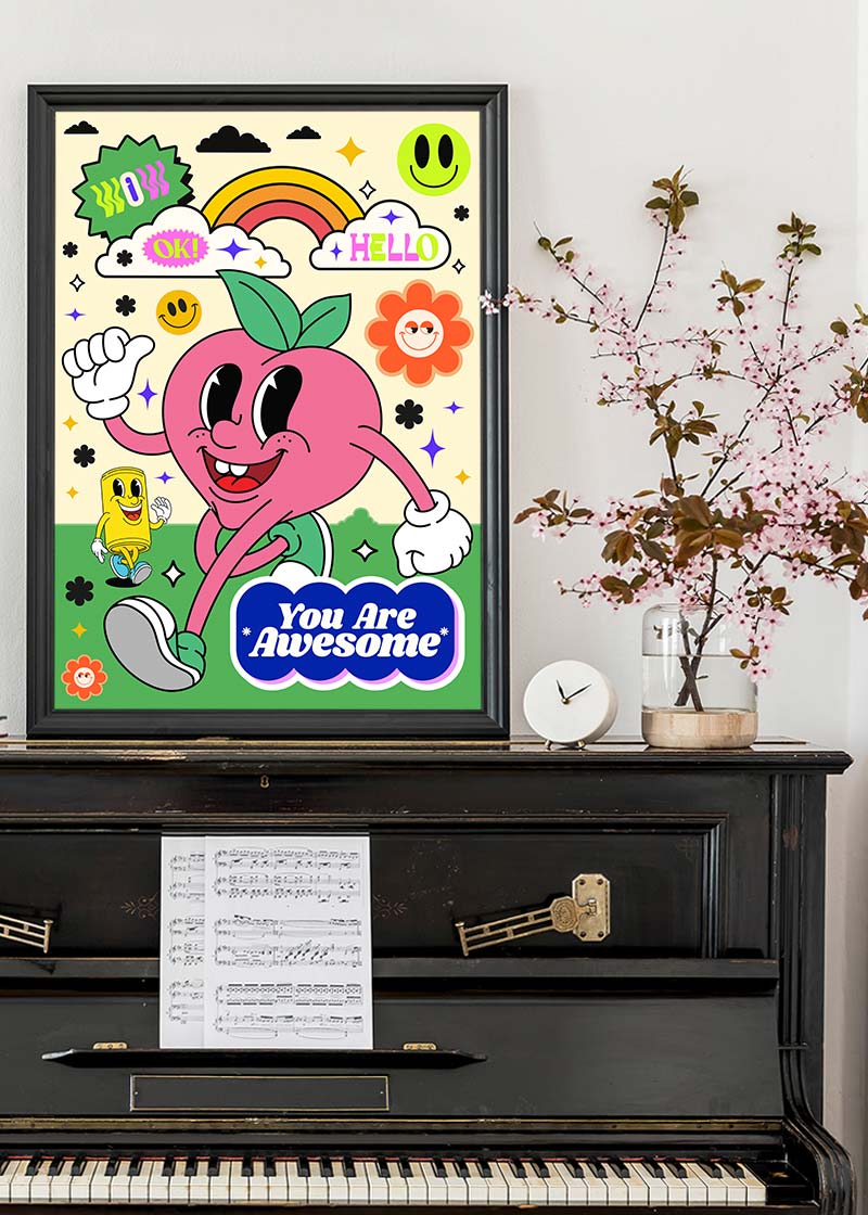 You Are Awesome Neon Type Print