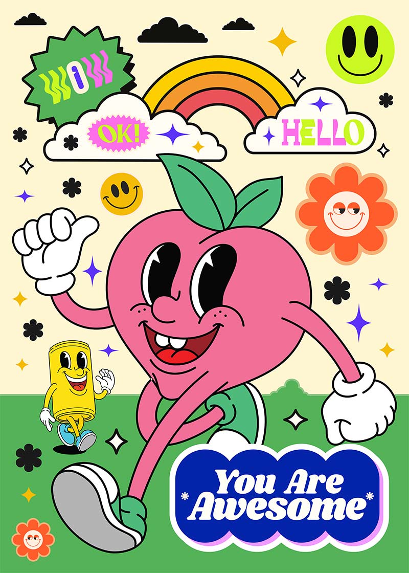 You Are Awesome Neon Type Print