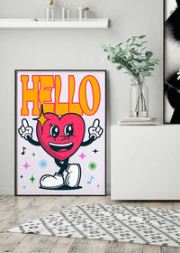 Hello Heart Cartoon Kids Print