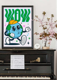 Wow Earth Cartoon Kids Print