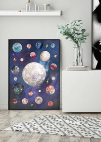 Space Watercolour Style Kids Print