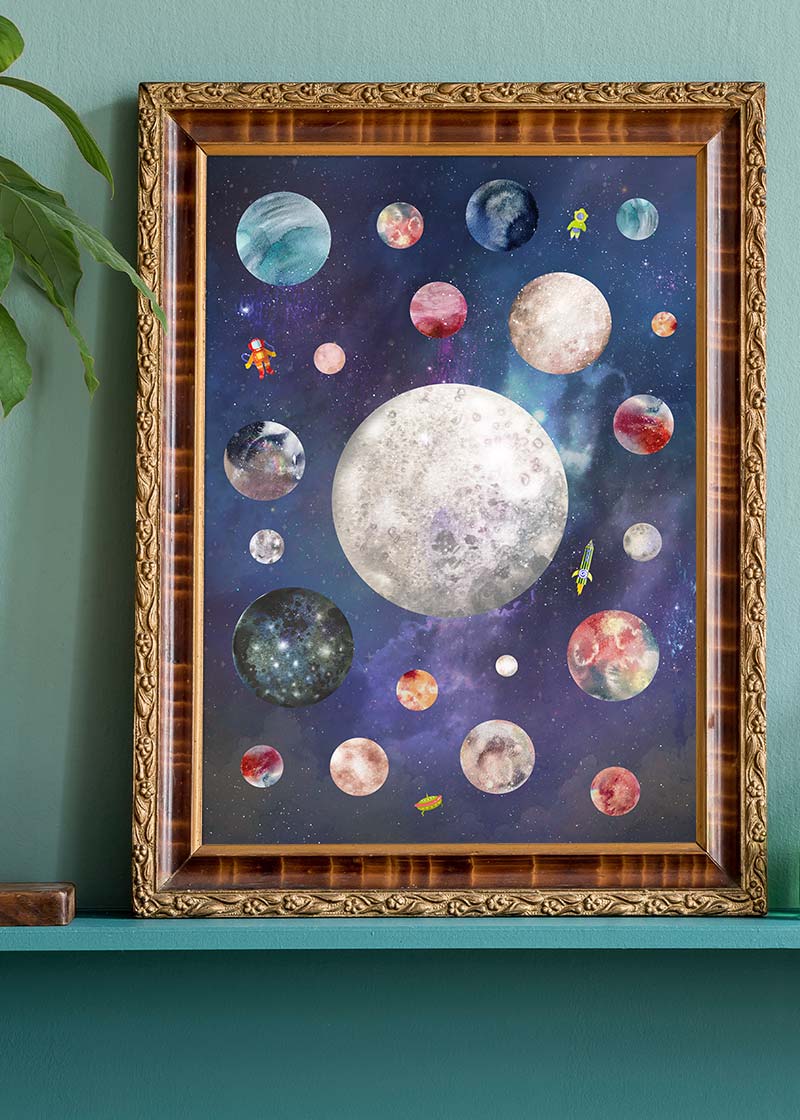 Space Watercolour Style Kids Print