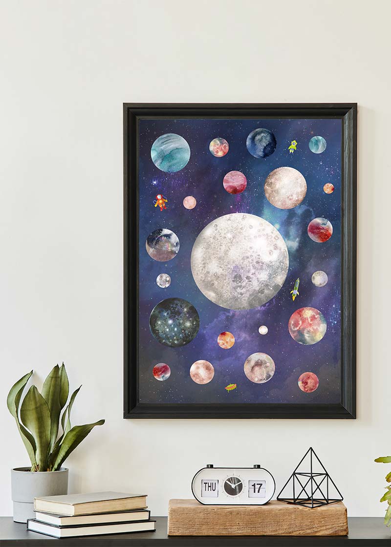 Space Watercolour Style Kids Print