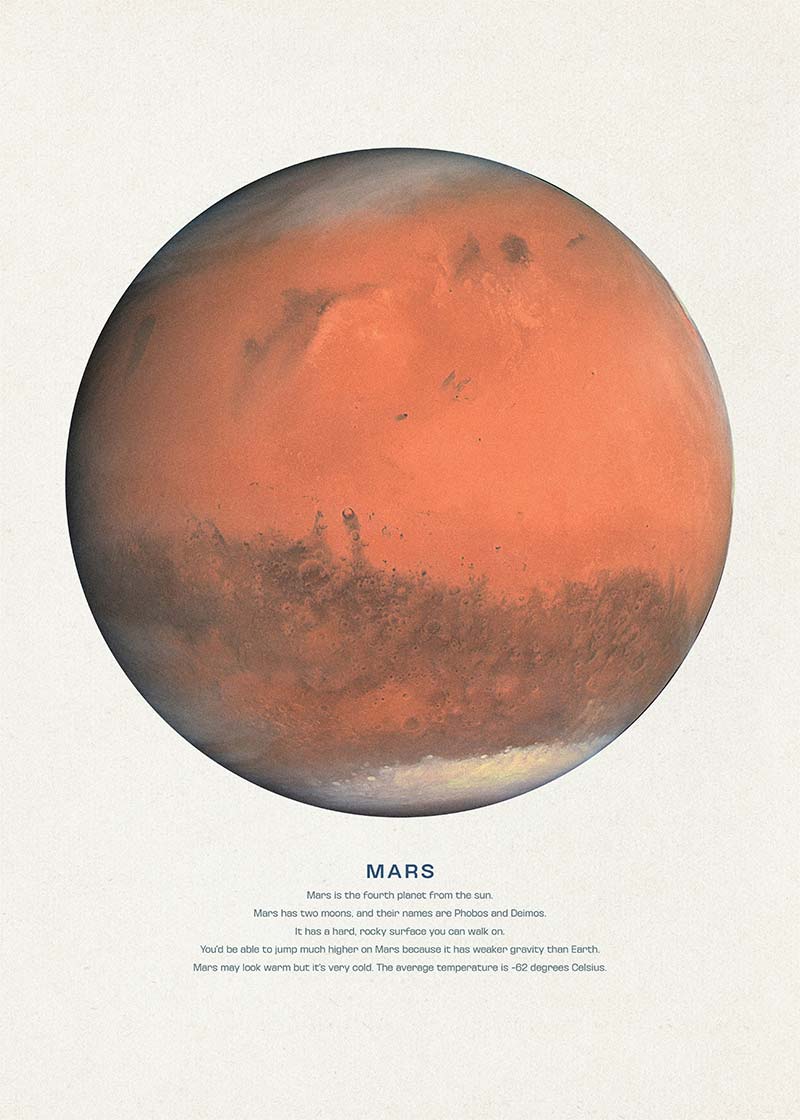 Mars Educational Kids Planet Poster