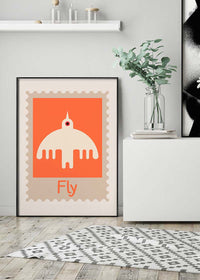 Fly Postage Stamp Style Kids Print