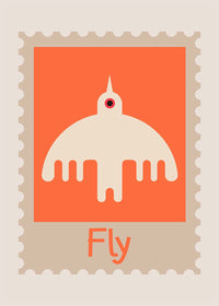 Fly Postage Stamp Style Kids Print