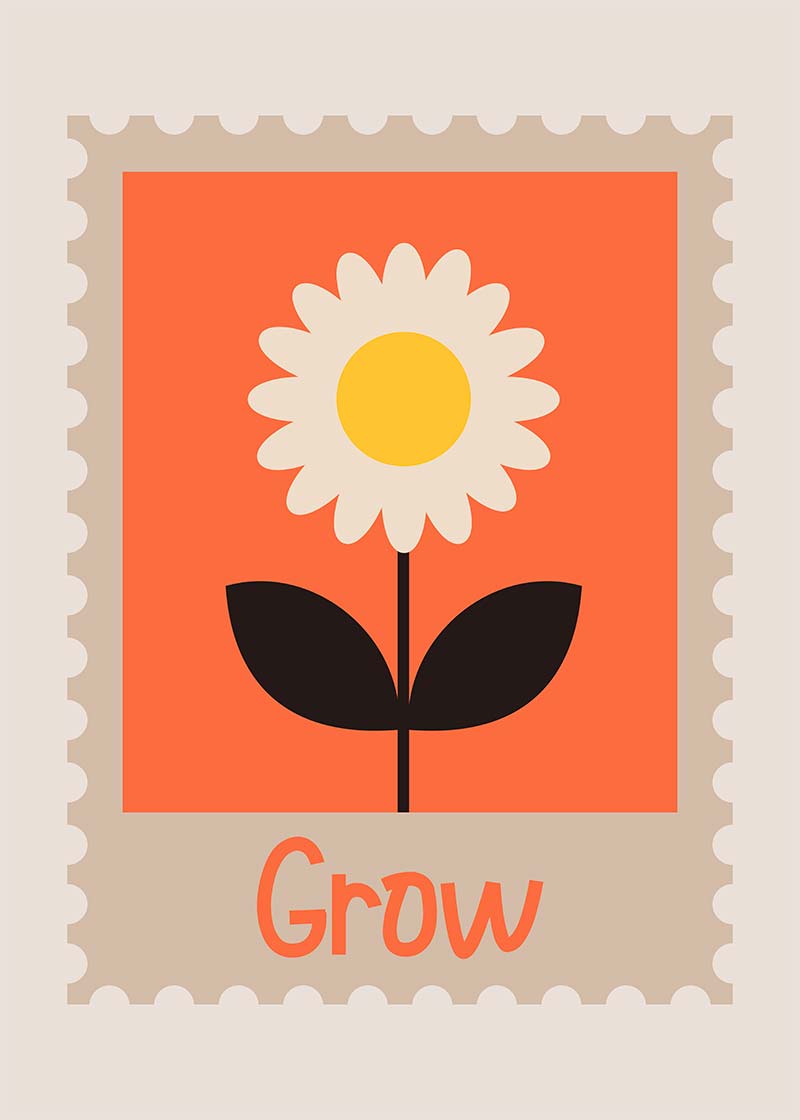 Grow Postage Stamp Style Kids Print