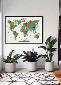 Illustrated World Map Educational Kids Print