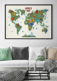 Illustrated World Map Educational Kids Print