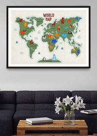Illustrated World Map Educational Kids Print