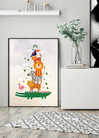 Pile of Animals Kids Illustration Print