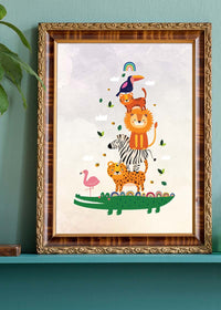 Pile of Animals Kids Illustration Print