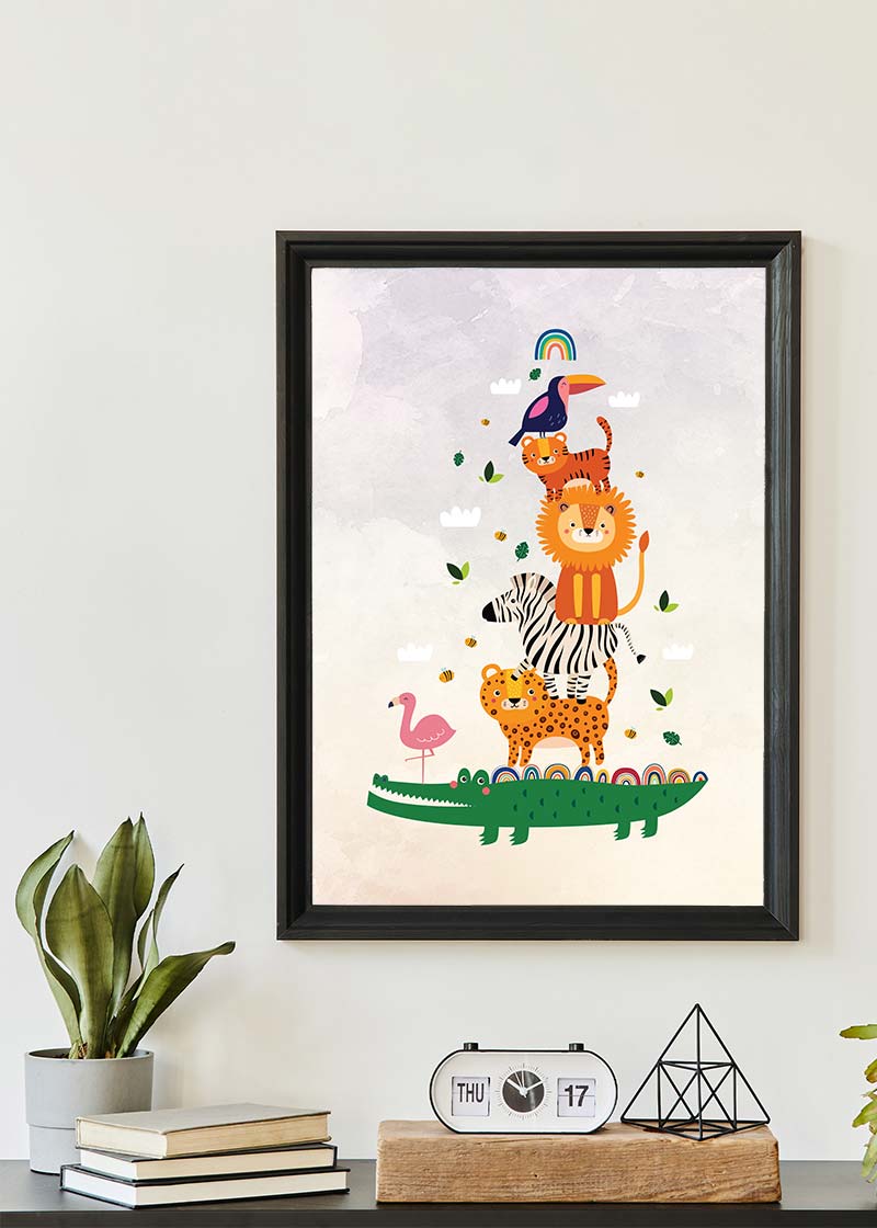 Pile of Animals Kids Illustration Print