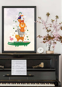Pile of Animals Kids Illustration Print