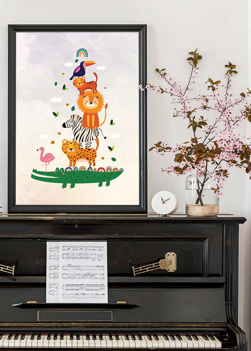 Pile of Animals Kids Illustration Print