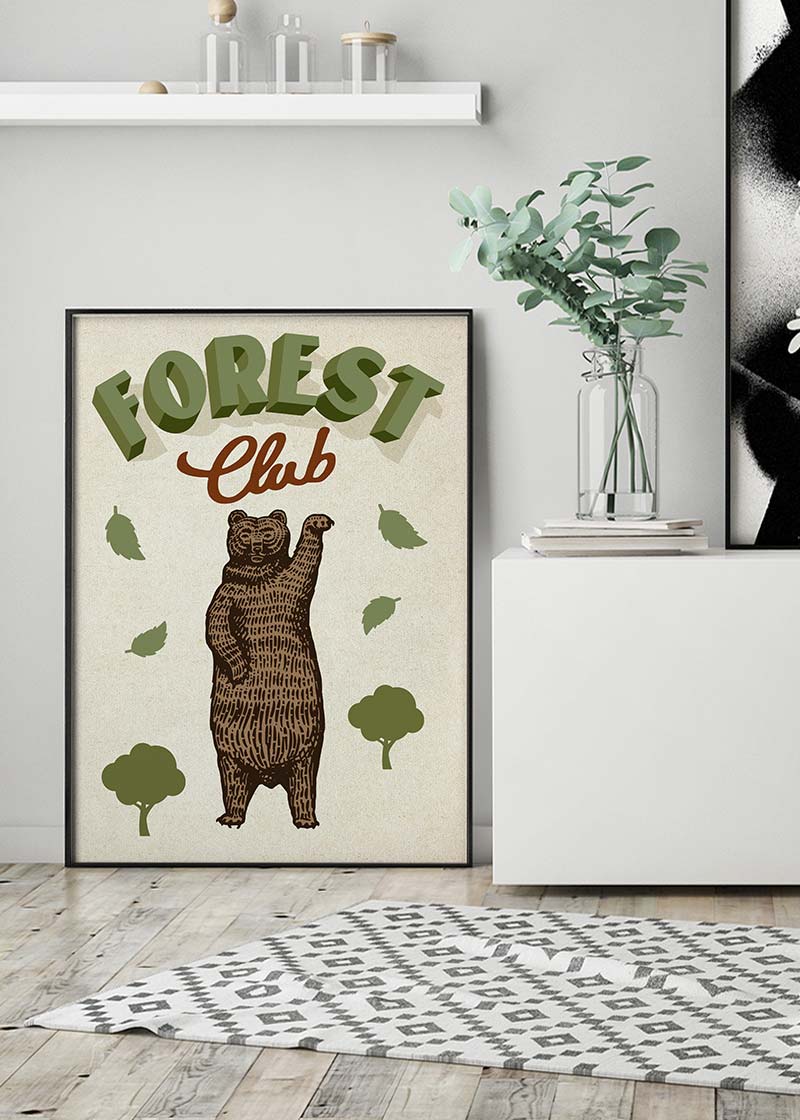 Forest Club Bear Illustration Kids Print