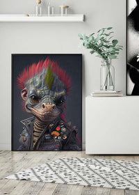 Dinosaur Punk Kids Animal Portrait Print