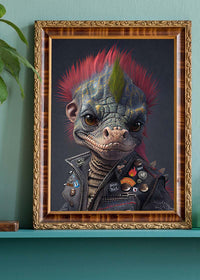 Dinosaur Punk Kids Animal Portrait Print