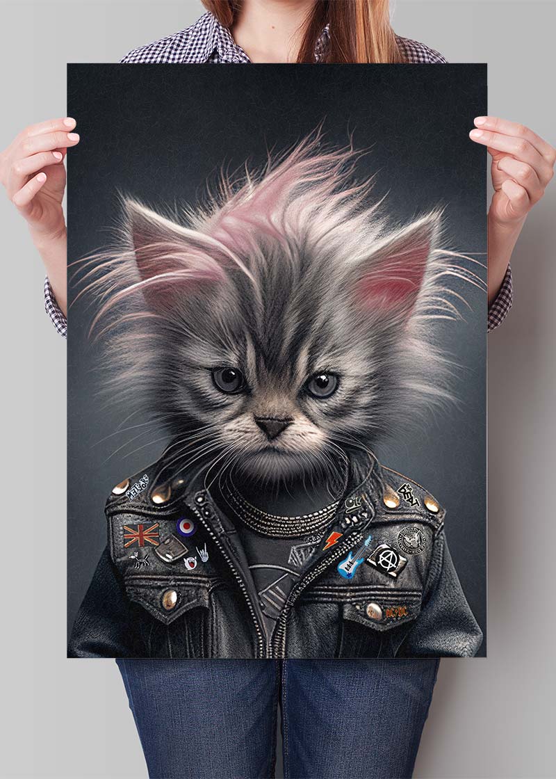 Kitten Punk Kids Animal Portrait Print