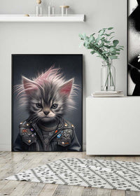 Kitten Punk Kids Animal Portrait Print