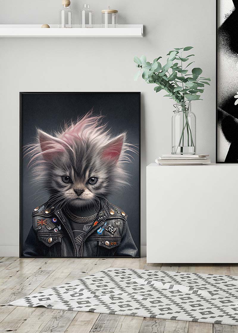 Kitten Punk Kids Animal Portrait Print