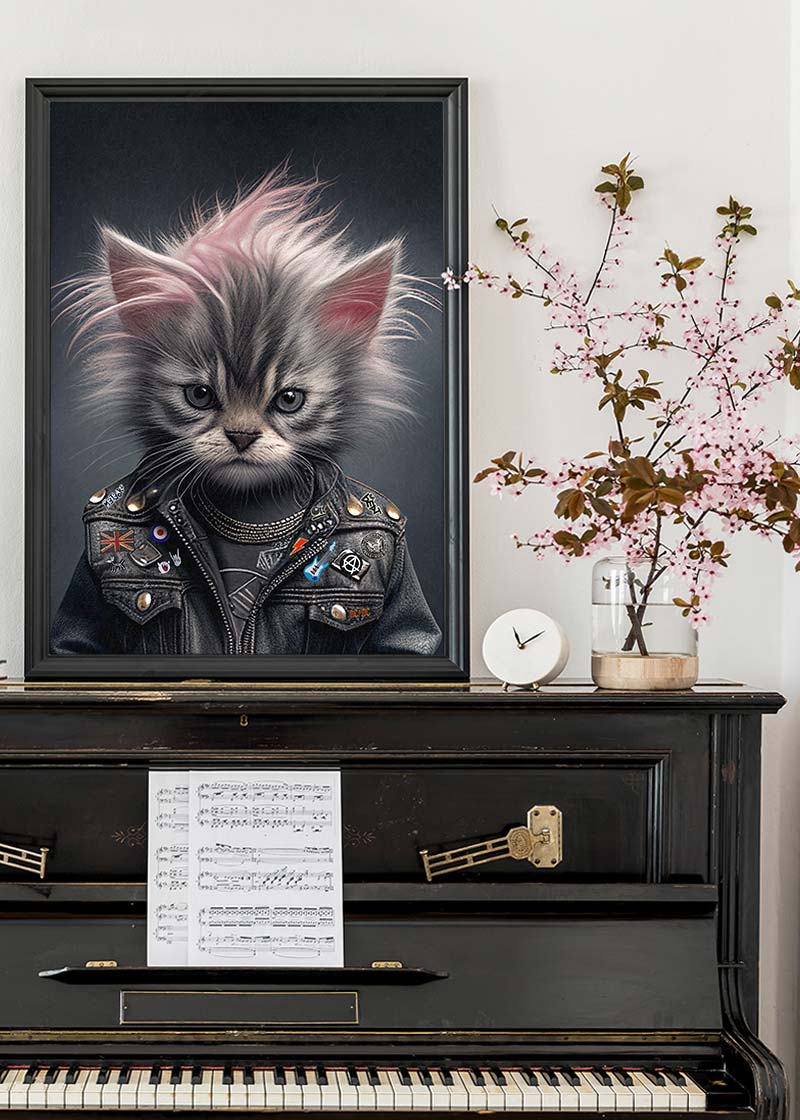 Kitten Punk Kids Animal Portrait Print