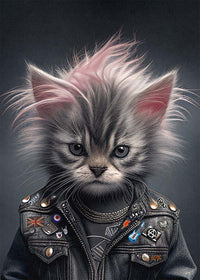 Kitten Punk Kids Animal Portrait Print