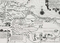 America map from Grand voyages 1596 by Theodor de Bry