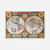 Vintage Map of the World with Both Hempispheres