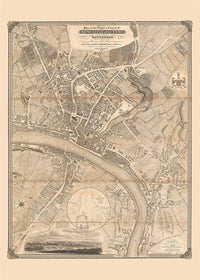 Vintage Map Print of Newcastle Gateshead by Thomas Oliver