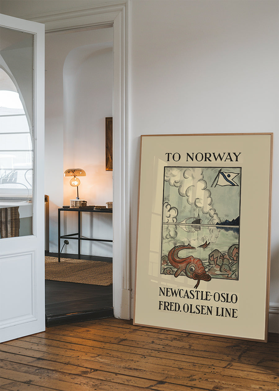 Vintage Ferry Poster – Newcastle to Oslo Print